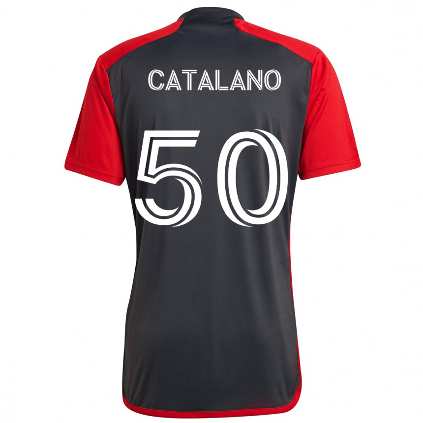 Kids Football Gianluca Catalano #50 Grayn Red Home Jersey 2024/25 T-Shirt Canada