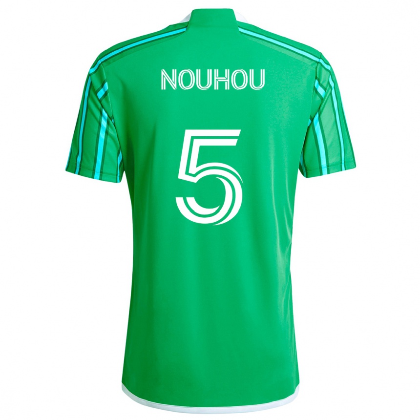 Kids Football Nouhou #5 Green White Home Jersey 2024/25 T-Shirt Canada