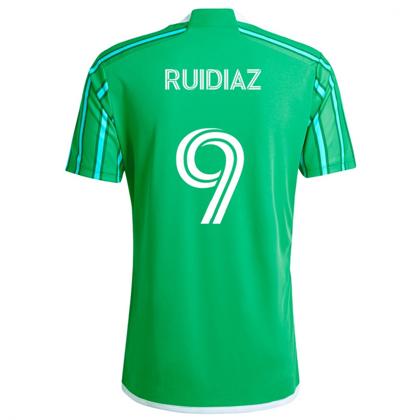 Enfant Football Maillot Raúl Ruidíaz #9 Vert Blanc Tenues Domicile 2024/25 Canada