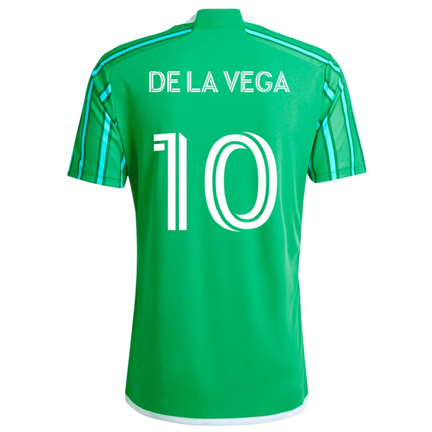 Kids Football Pedro De La Vega #10 Green White Home Jersey 2024/25 T-Shirt Canada