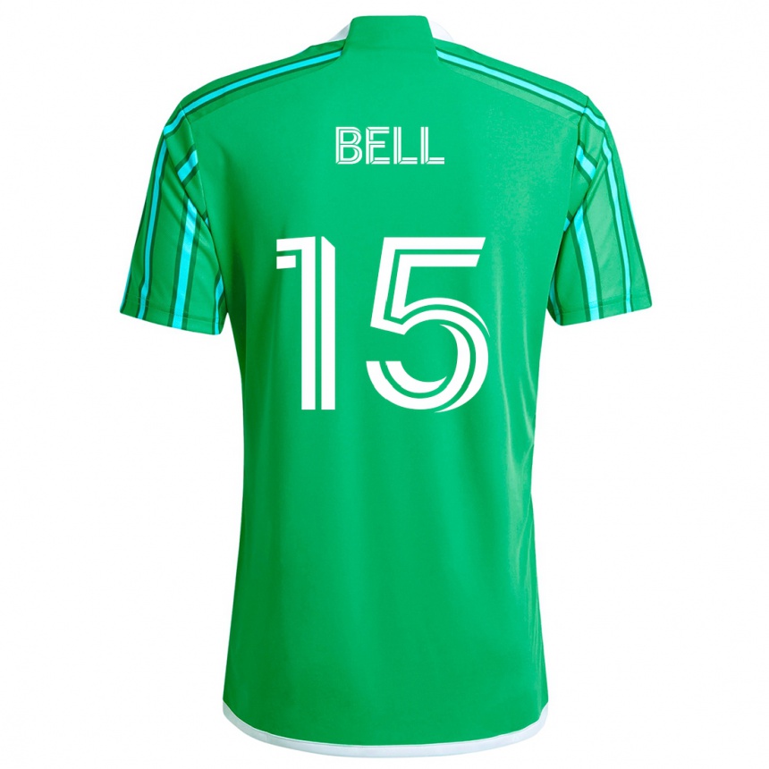 Enfant Football Maillot Jon Bell #15 Vert Blanc Tenues Domicile 2024/25 Canada