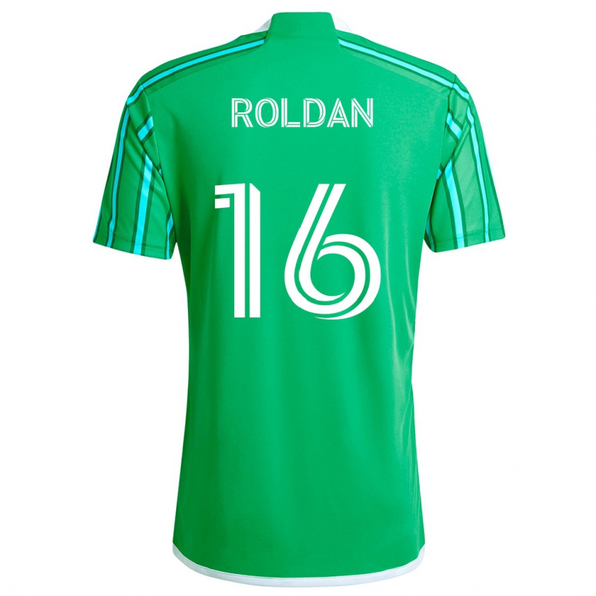 Enfant Football Maillot Álex Roldán #16 Vert Blanc Tenues Domicile 2024/25 Canada