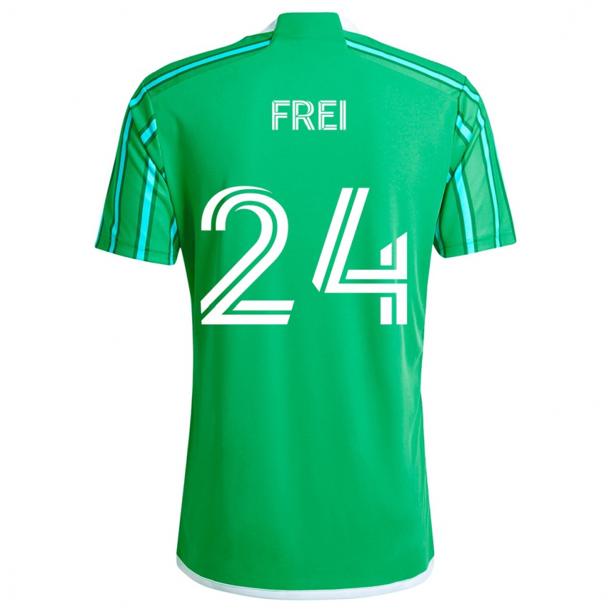 Kids Football Stefan Frei #24 Green White Home Jersey 2024/25 T-Shirt Canada