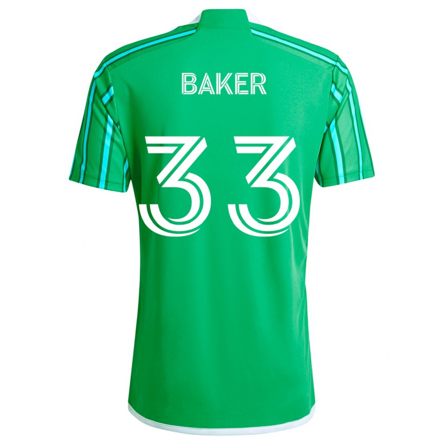 Kids Football Cody Baker #33 Green White Home Jersey 2024/25 T-Shirt Canada