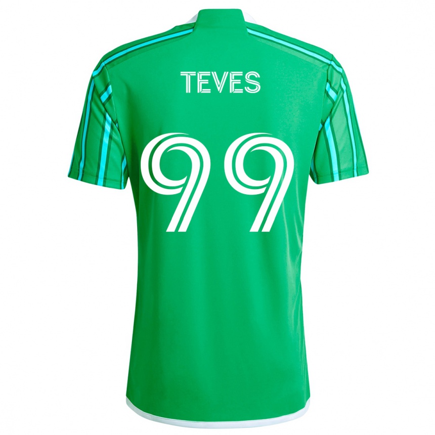 Enfant Football Maillot Dylan Teves #99 Vert Blanc Tenues Domicile 2024/25 Canada