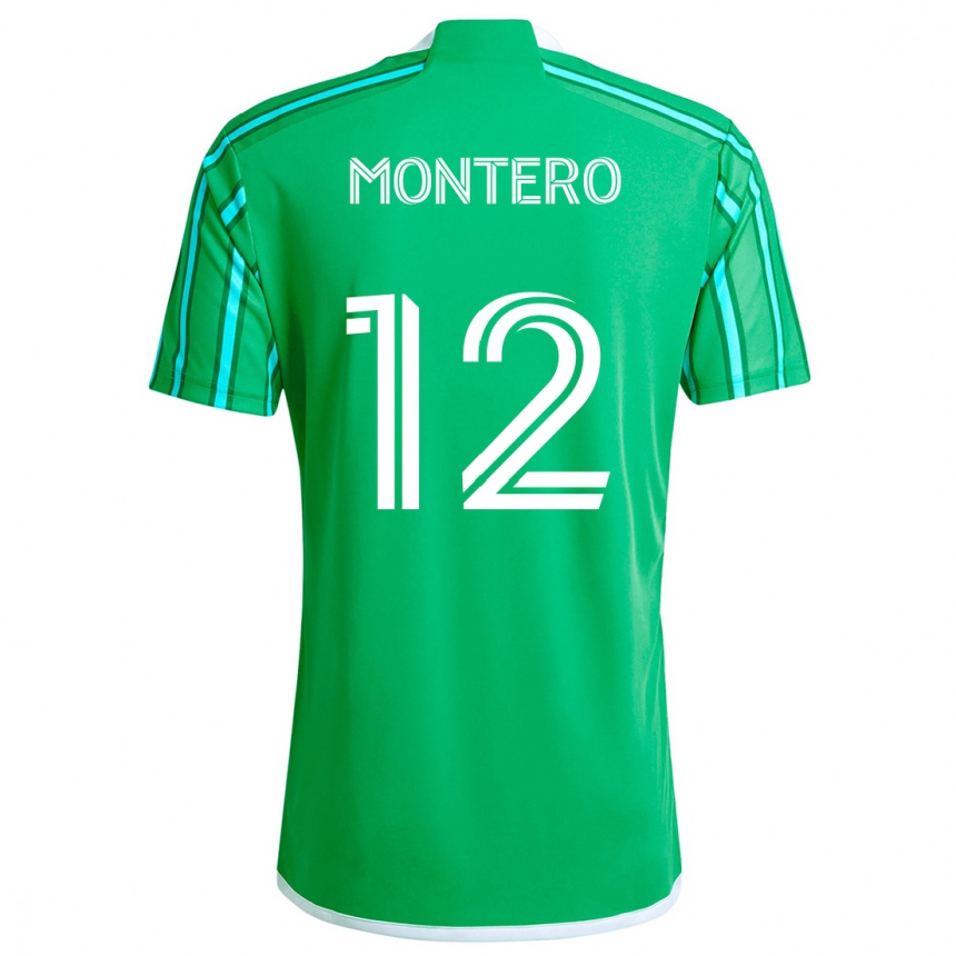 Kids Football Fredy Montero #12 Green White Home Jersey 2024/25 T-Shirt Canada