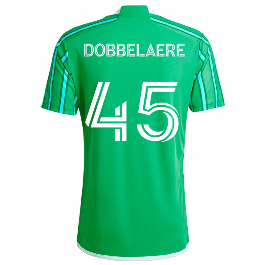 Kids Football Ethan Dobbelaere #45 Green White Home Jersey 2024/25 T-Shirt Canada