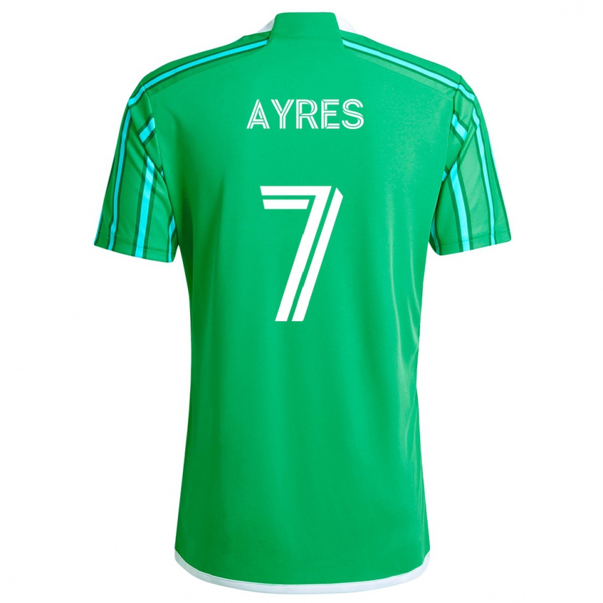 Kids Football Melina Ayres #7 Green White Home Jersey 2024/25 T-Shirt Canada