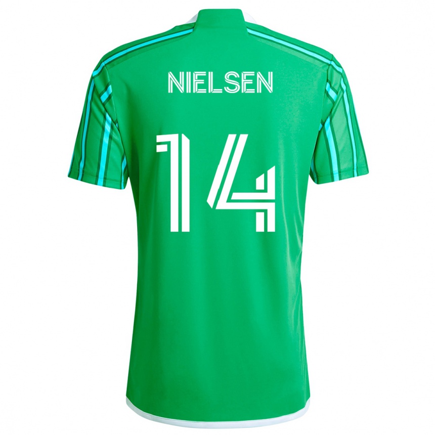 Kids Football Taylor Nielsen #14 Green White Home Jersey 2024/25 T-Shirt Canada