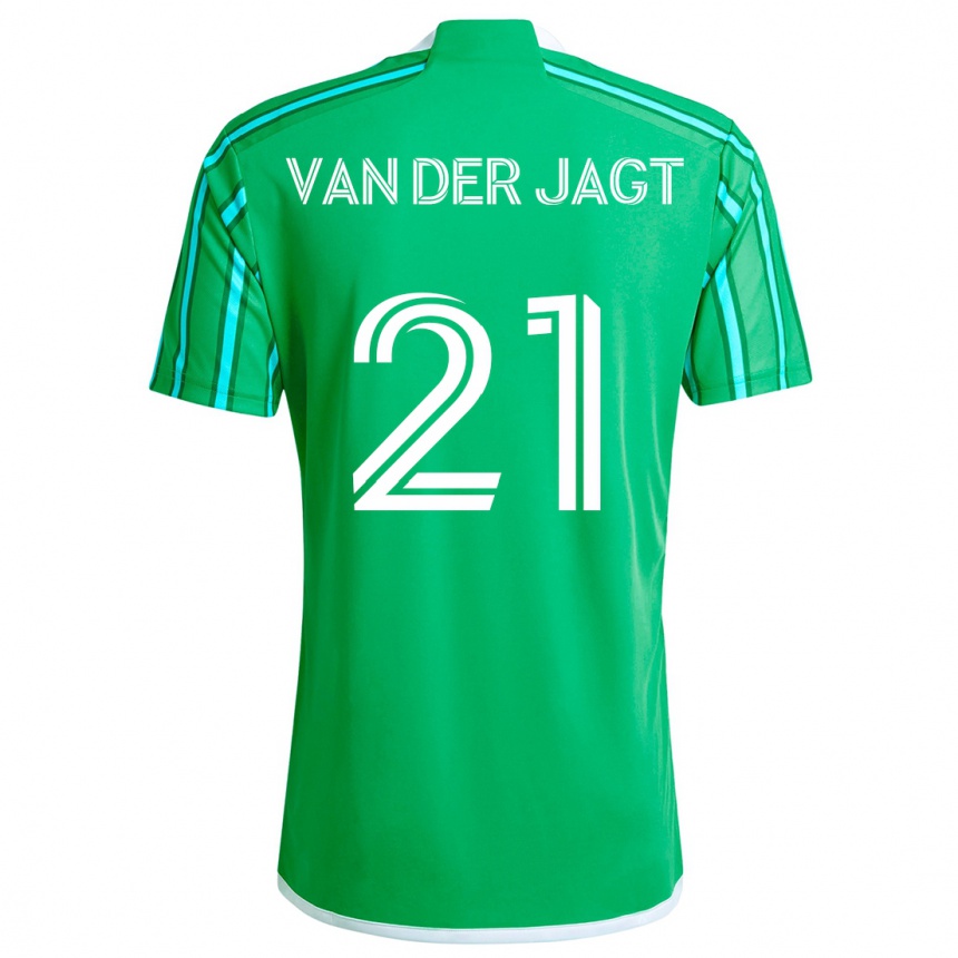 Kids Football Olivia Van Der Jagt #21 Green White Home Jersey 2024/25 T-Shirt Canada