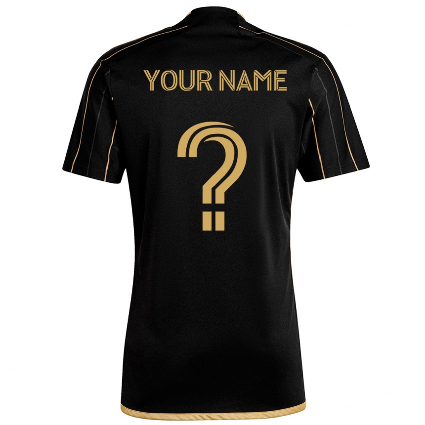 Kids Football Your Name #0 Black Gold Home Jersey 2024/25 T-Shirt Canada