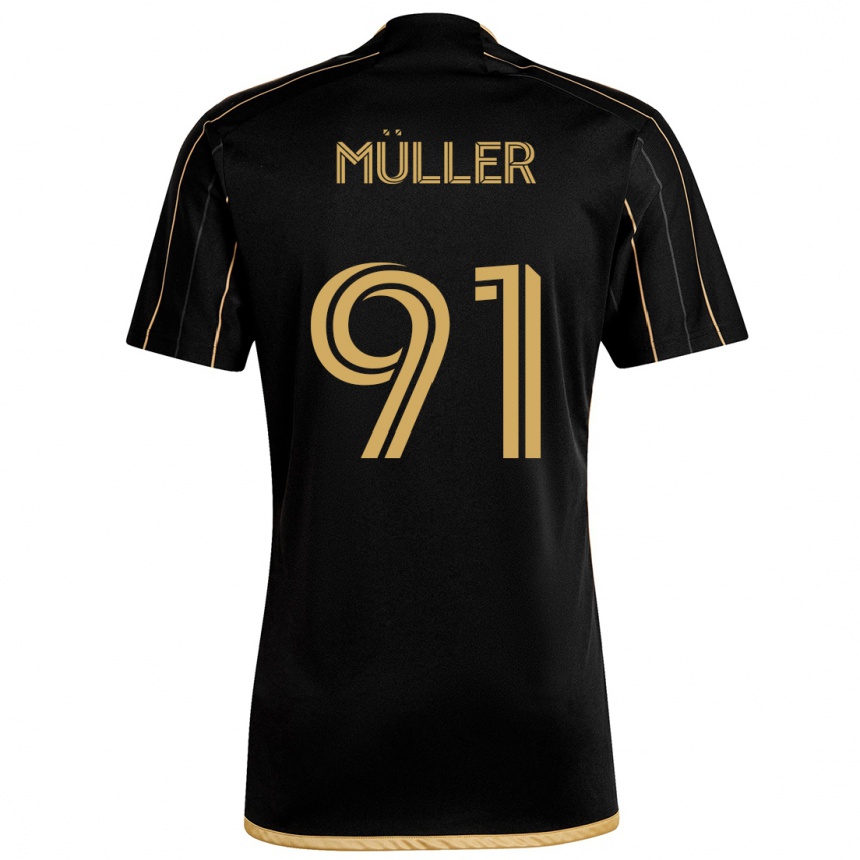 Enfant Football Maillot Luis Müller #91 Or Noir Tenues Domicile 2024/25 Canada