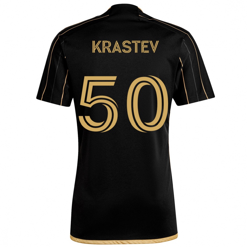 Kids Football Filip Krastev #50 Black Gold Home Jersey 2024/25 T-Shirt Canada