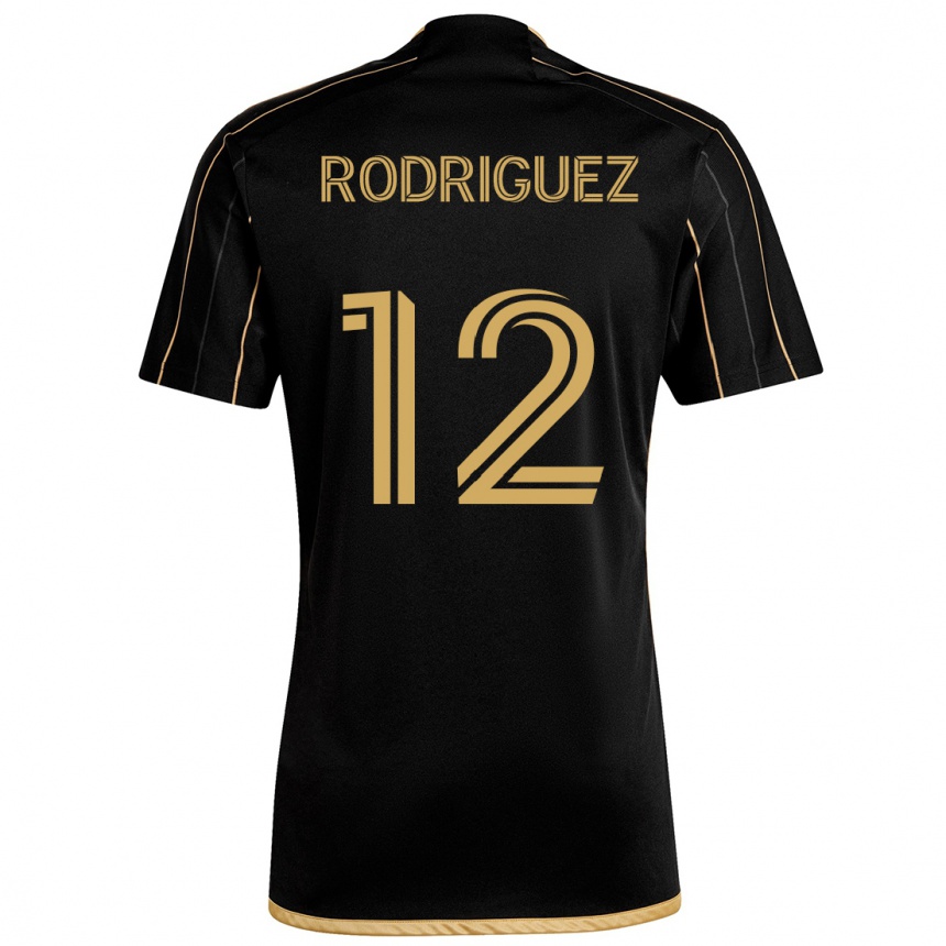 Kids Football Jeremi Rodríguez #12 Black Gold Home Jersey 2024/25 T-Shirt Canada