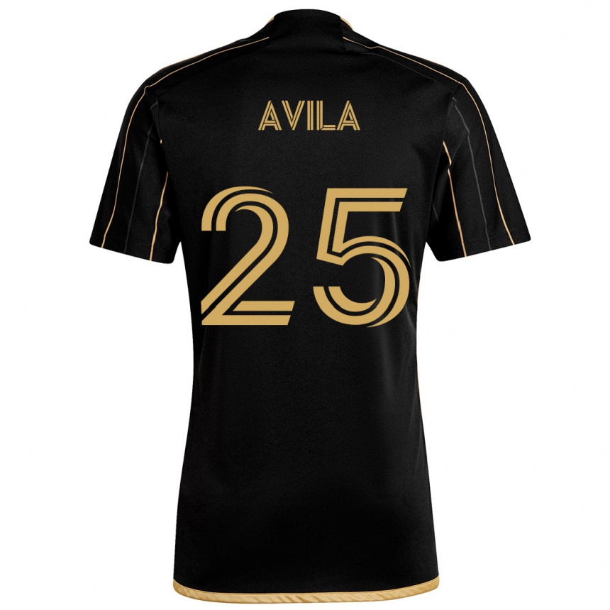 Kids Football Armando Avila #25 Black Gold Home Jersey 2024/25 T-Shirt Canada