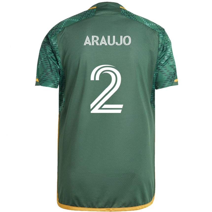 Kids Football Miguel Araujo #2 Green Orange Home Jersey 2024/25 T-Shirt Canada