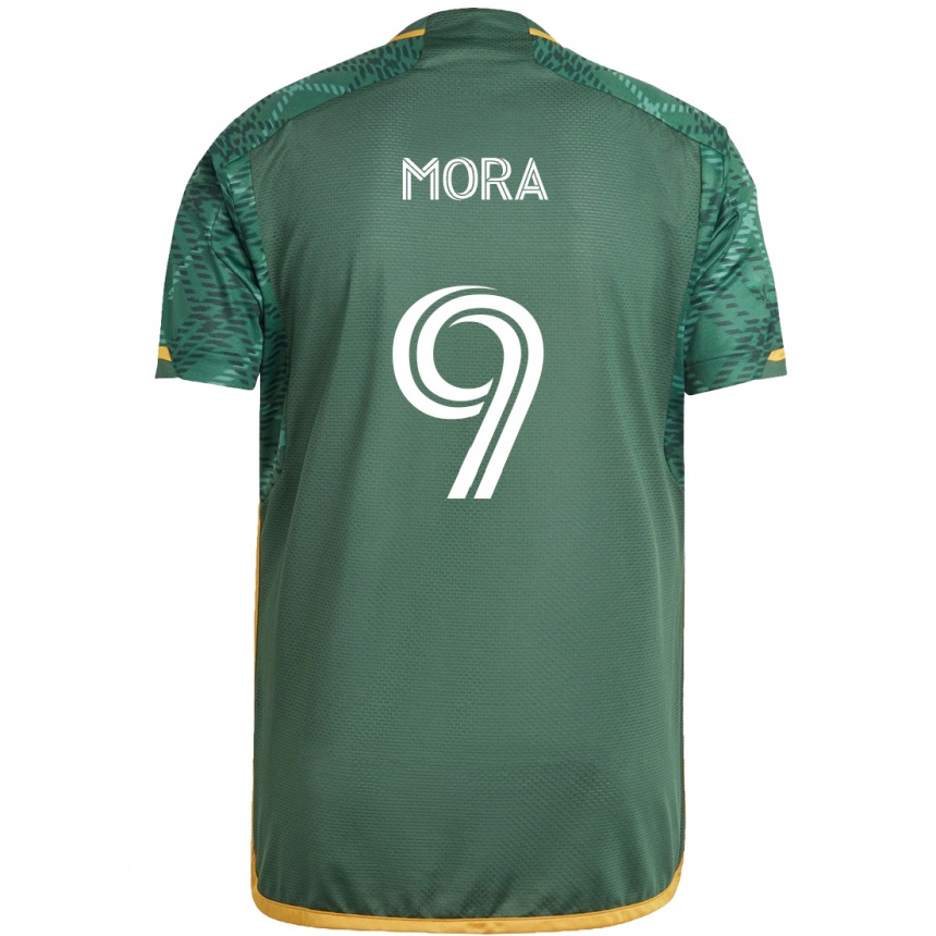 Kids Football Felipe Mora #9 Green Orange Home Jersey 2024/25 T-Shirt Canada