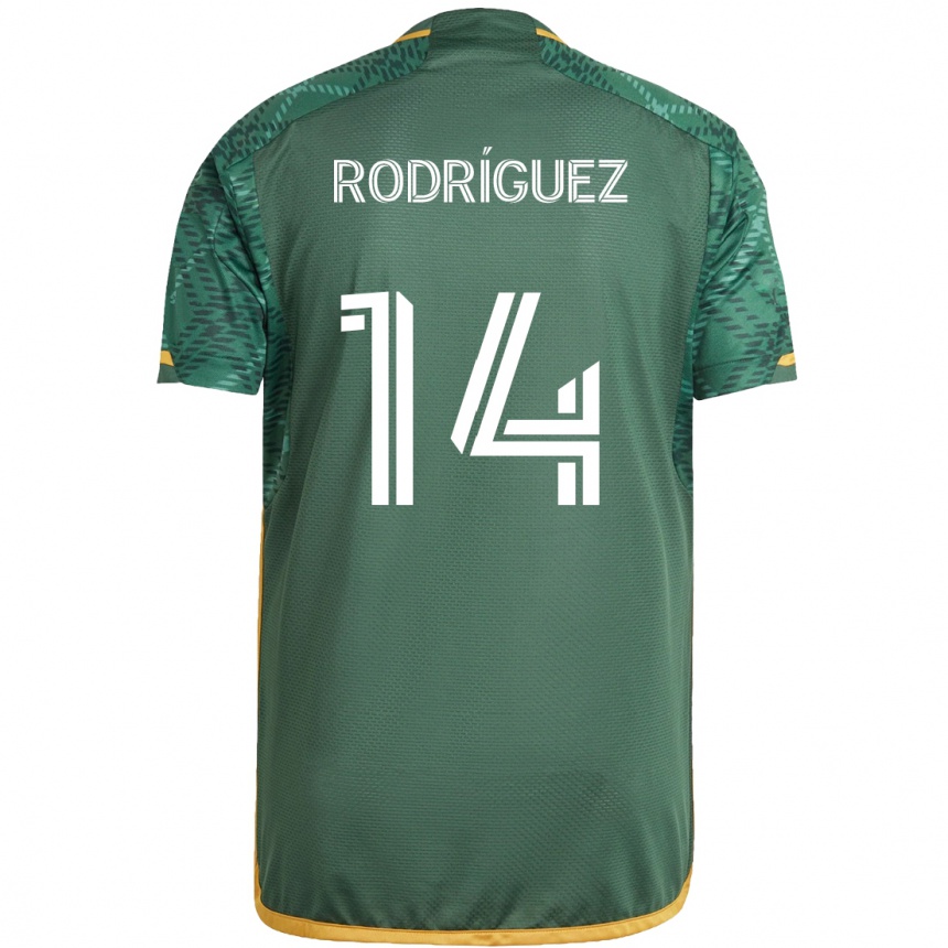 Enfant Football Maillot Jonathan Rodríguez #14 Vert Orange Tenues Domicile 2024/25 Canada