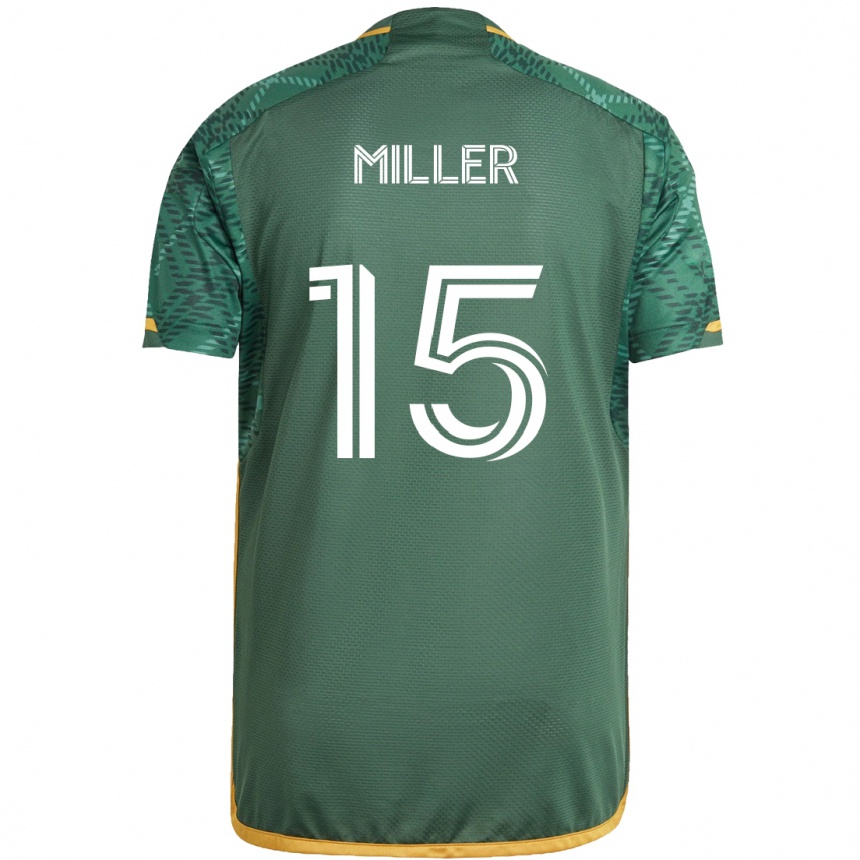 Kids Football Eric Miller #15 Green Orange Home Jersey 2024/25 T-Shirt Canada