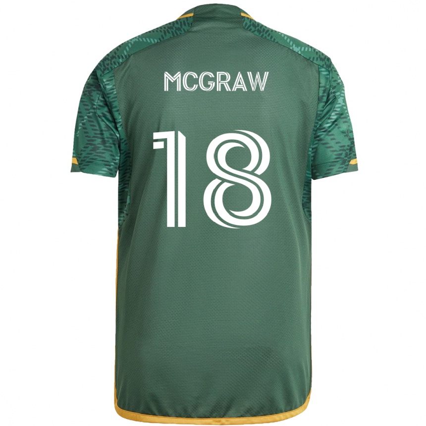 Kids Football Zac Mcgraw #18 Green Orange Home Jersey 2024/25 T-Shirt Canada