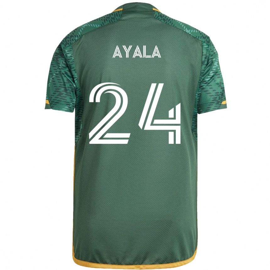 Enfant Football Maillot David Ayala #24 Vert Orange Tenues Domicile 2024/25 Canada