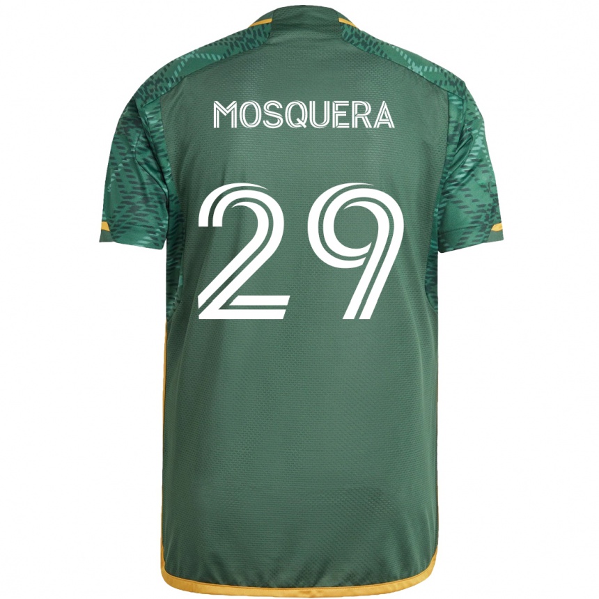 Kids Football Juan David Mosquera #29 Green Orange Home Jersey 2024/25 T-Shirt Canada