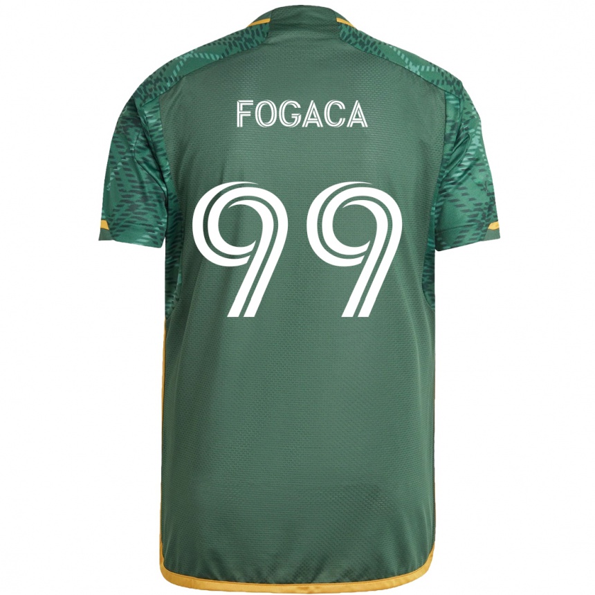 Kids Football Nathan Fogaça #99 Green Orange Home Jersey 2024/25 T-Shirt Canada