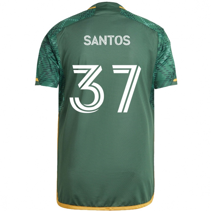 Kids Football Noah Santos #37 Green Orange Home Jersey 2024/25 T-Shirt Canada