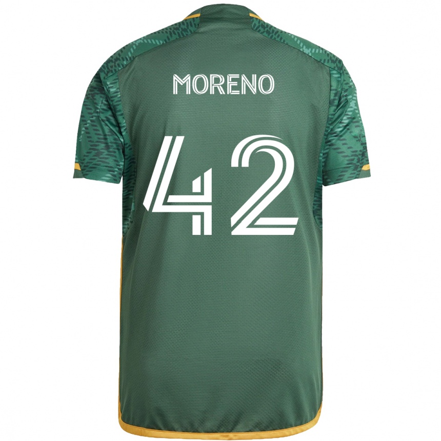 Kids Football Alexis Moreno #42 Green Orange Home Jersey 2024/25 T-Shirt Canada