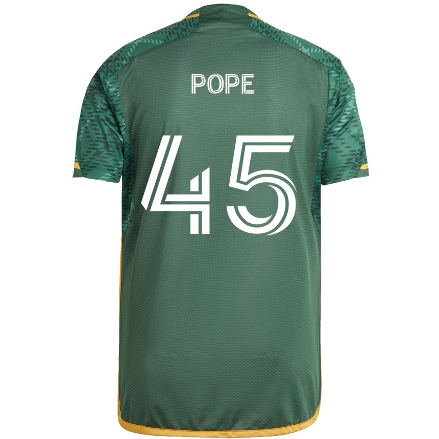 Kids Football Blake Pope #45 Green Orange Home Jersey 2024/25 T-Shirt Canada