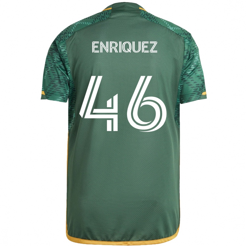 Kids Football Victor Enriquez #46 Green Orange Home Jersey 2024/25 T-Shirt Canada