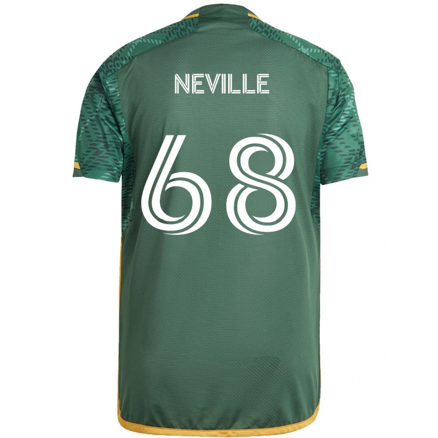 Kids Football Harvey Neville #68 Green Orange Home Jersey 2024/25 T-Shirt Canada