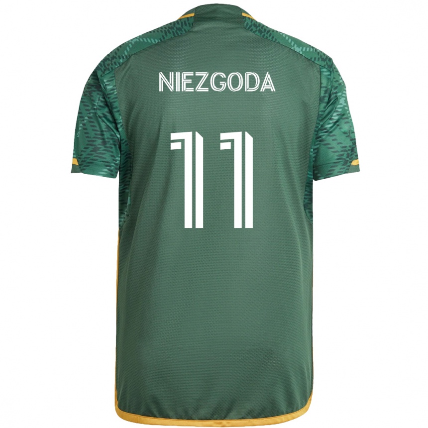 Enfant Football Maillot Jaroslaw Niezgoda #11 Vert Orange Tenues Domicile 2024/25 Canada