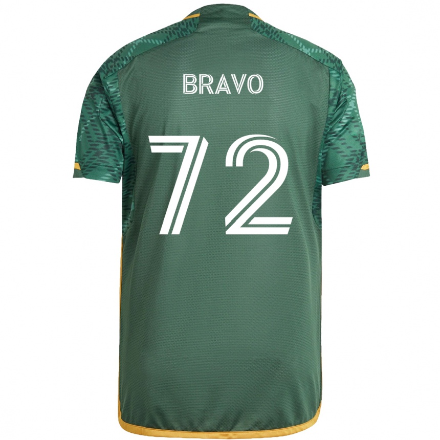 Kids Football Julian Bravo #72 Green Orange Home Jersey 2024/25 T-Shirt Canada