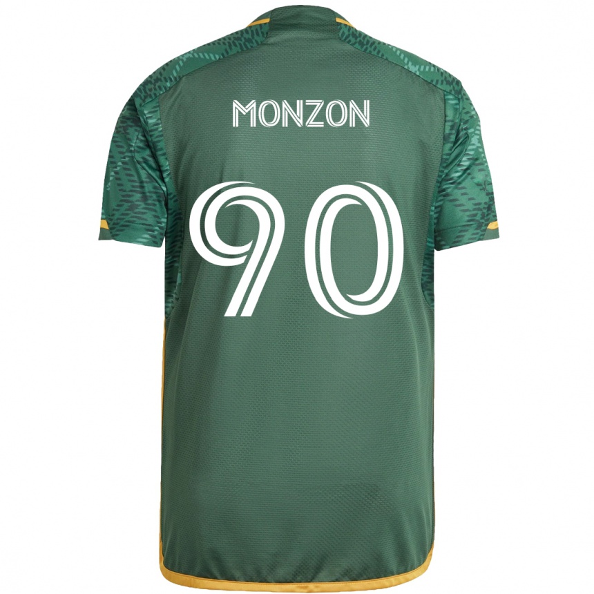 Kids Football Florián Monzón #90 Green Orange Home Jersey 2024/25 T-Shirt Canada