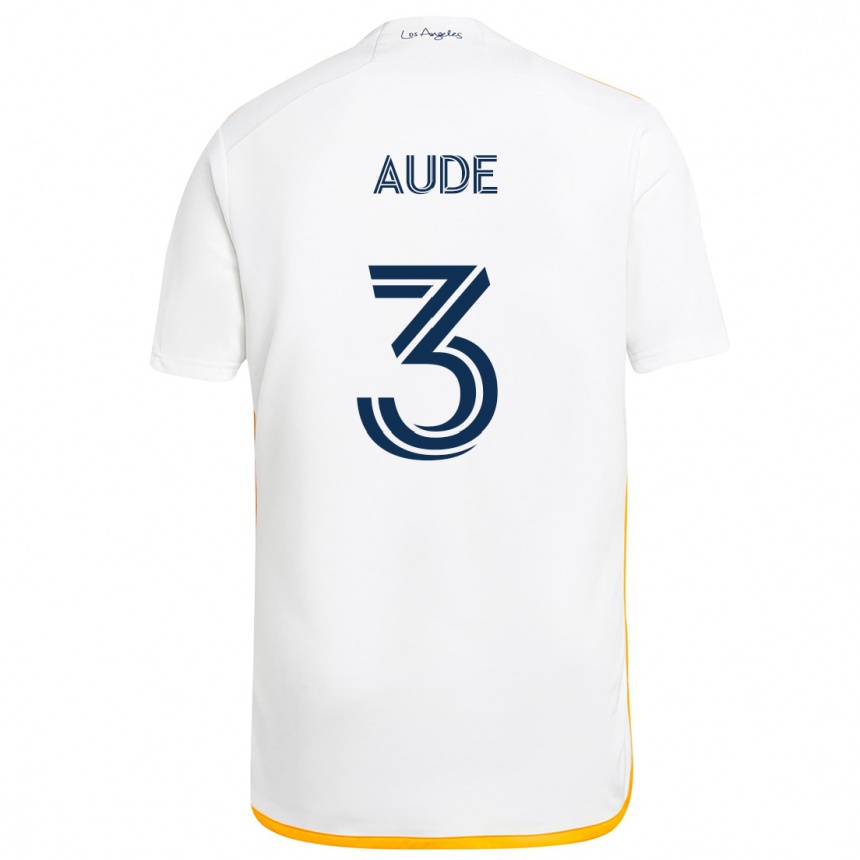 Kids Football Julián Aude #3 White Yellow Home Jersey 2024/25 T-Shirt Canada