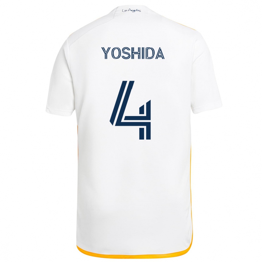 Kids Football Maya Yoshida #4 White Yellow Home Jersey 2024/25 T-Shirt Canada