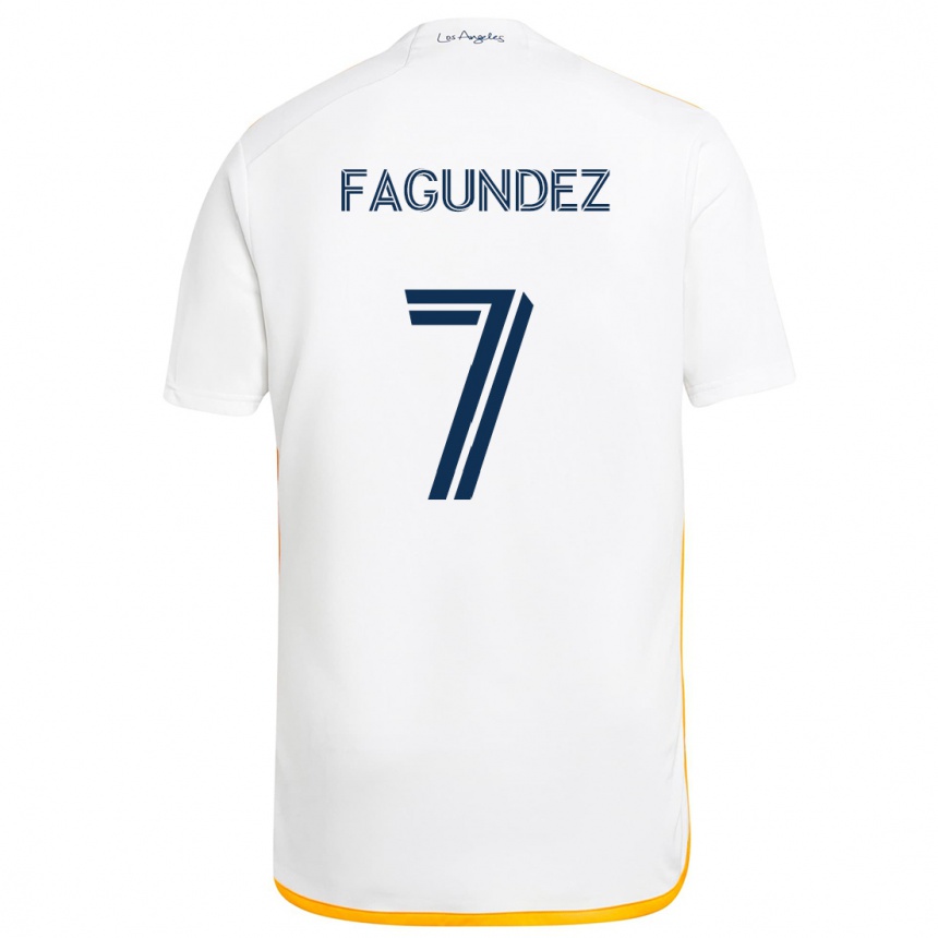 Kids Football Diego Fagúndez #7 White Yellow Home Jersey 2024/25 T-Shirt Canada