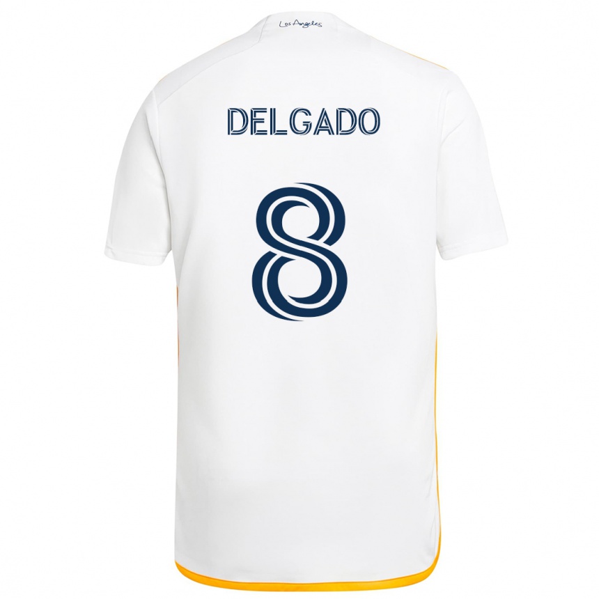 Kids Football Mark Delgado #8 White Yellow Home Jersey 2024/25 T-Shirt Canada