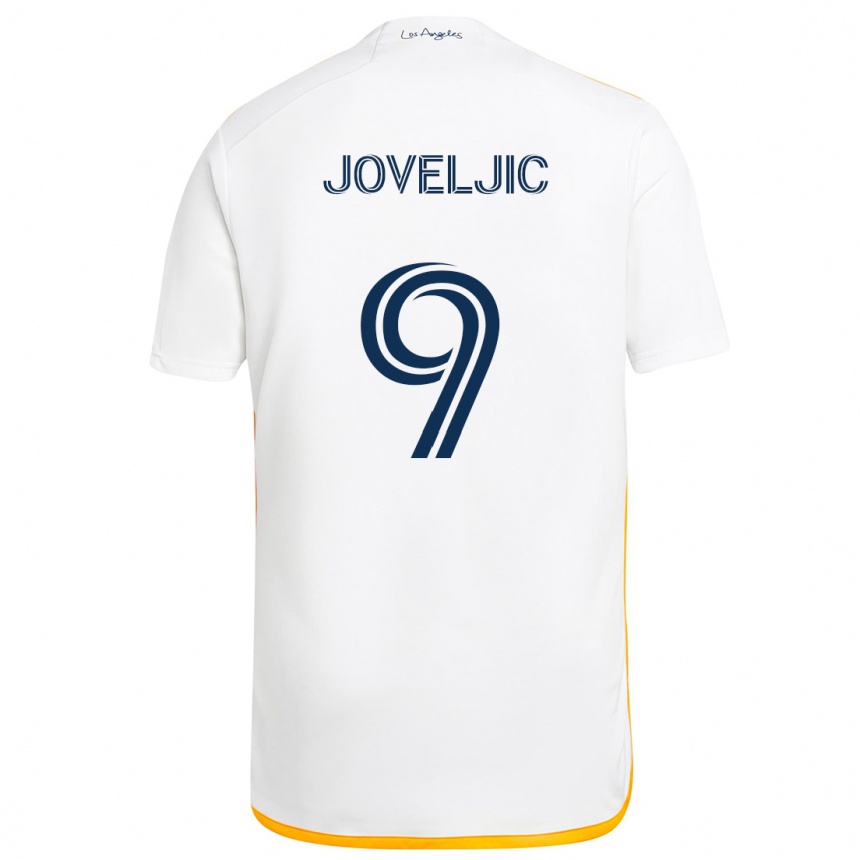 Kids Football Dejan Joveljic #9 White Yellow Home Jersey 2024/25 T-Shirt Canada