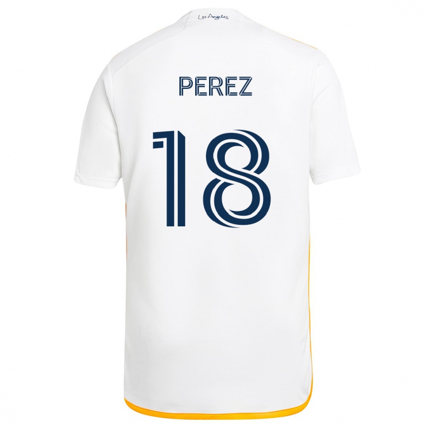 Kids Football Jonathan Pérez #18 White Yellow Home Jersey 2024/25 T-Shirt Canada