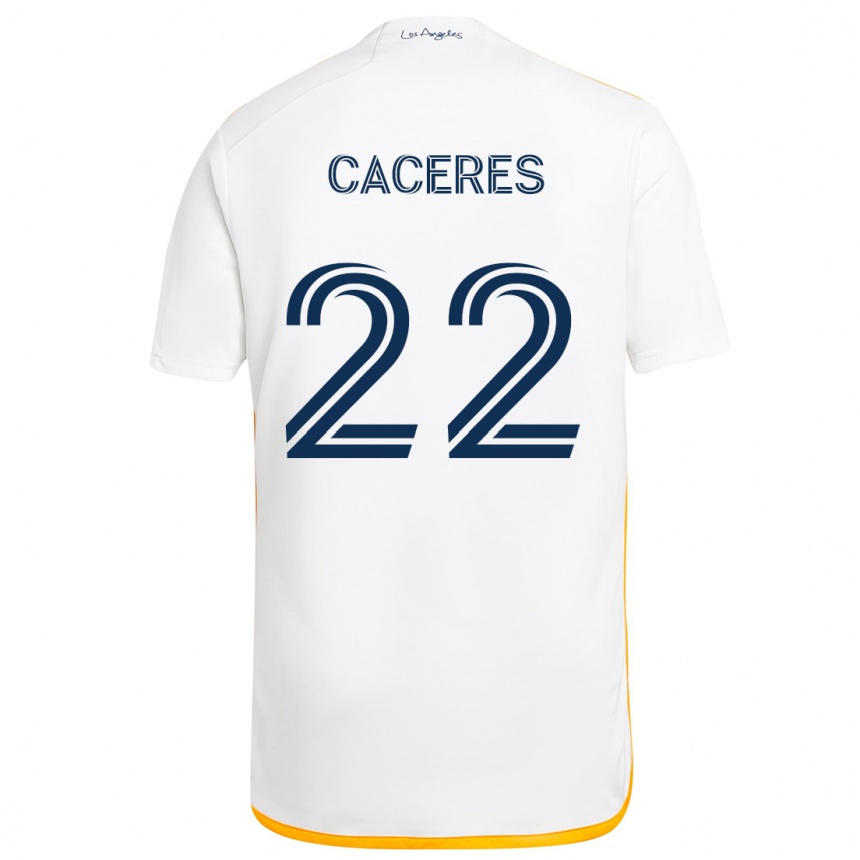 Kids Football Martín Cáceres #22 White Yellow Home Jersey 2024/25 T-Shirt Canada