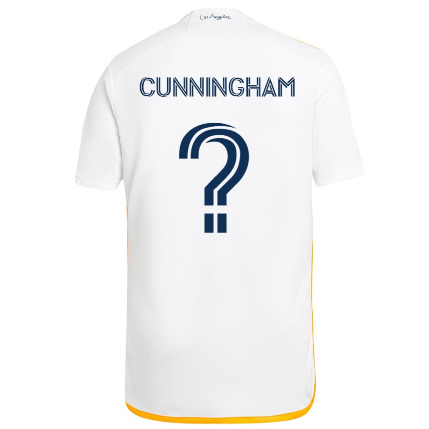 Kids Football Joaquin Cunningham #0 White Yellow Home Jersey 2024/25 T-Shirt Canada