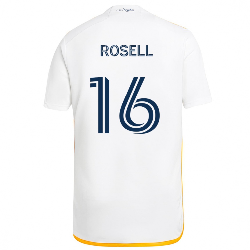 Kids Football Uri Rosell #16 White Yellow Home Jersey 2024/25 T-Shirt Canada