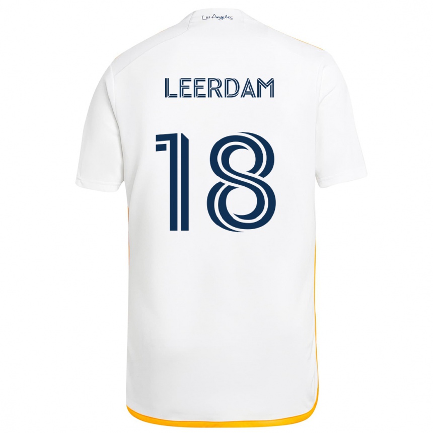 Enfant Football Maillot Kelvin Leerdam #18 Blanc Jaune Tenues Domicile 2024/25 Canada