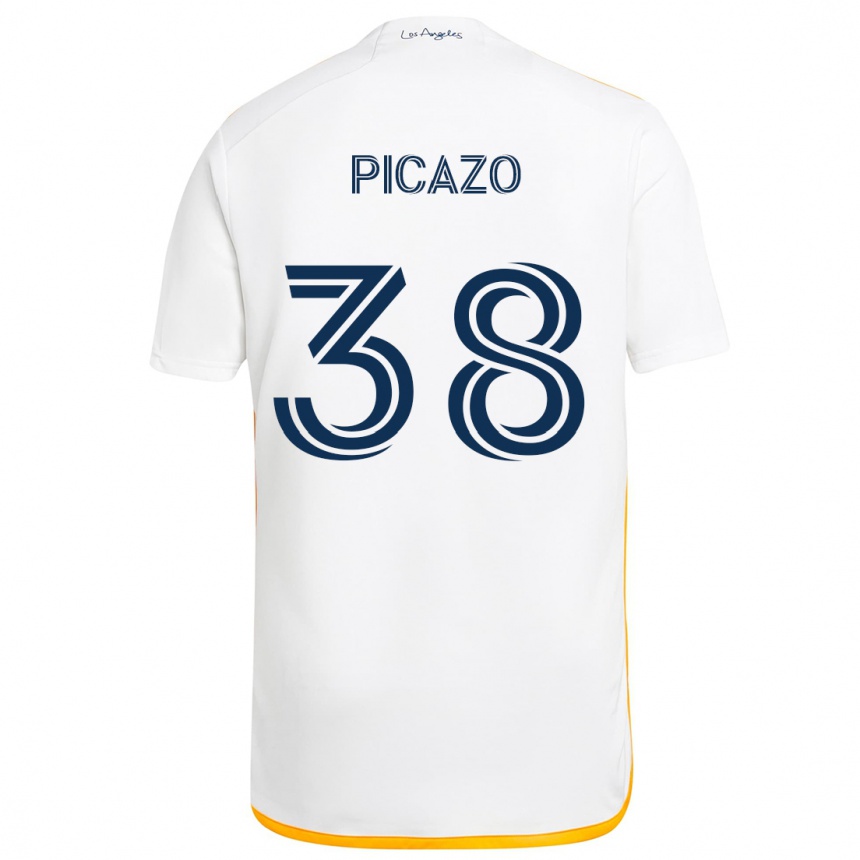 Kids Football Axel Picazo #38 White Yellow Home Jersey 2024/25 T-Shirt Canada