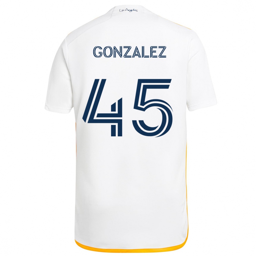 Enfant Football Maillot Adrián González #45 Blanc Jaune Tenues Domicile 2024/25 Canada