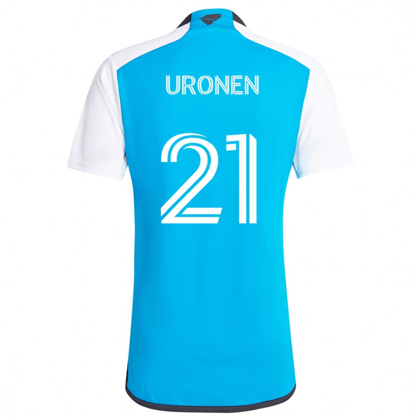 Kids Football Jere Uronen #21 Blue White Home Jersey 2024/25 T-Shirt Canada