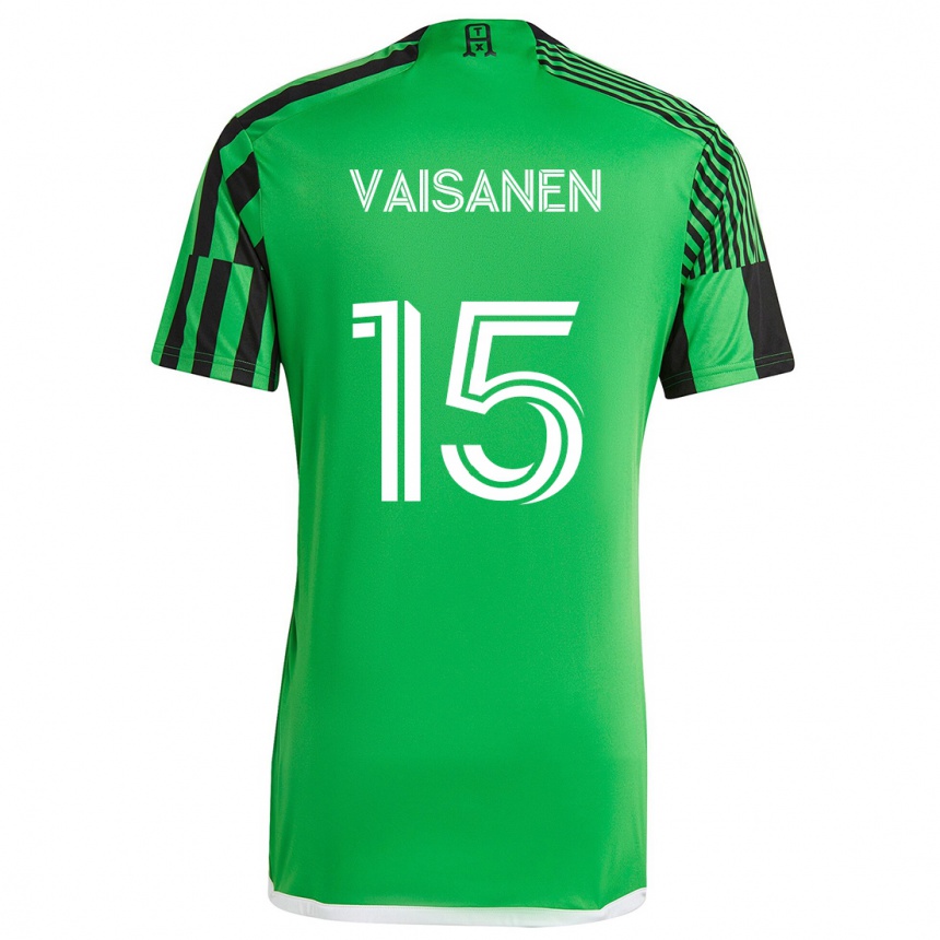 Enfant Football Maillot Leo Väisänen #15 Vert Noir Tenues Domicile 2024/25 Canada