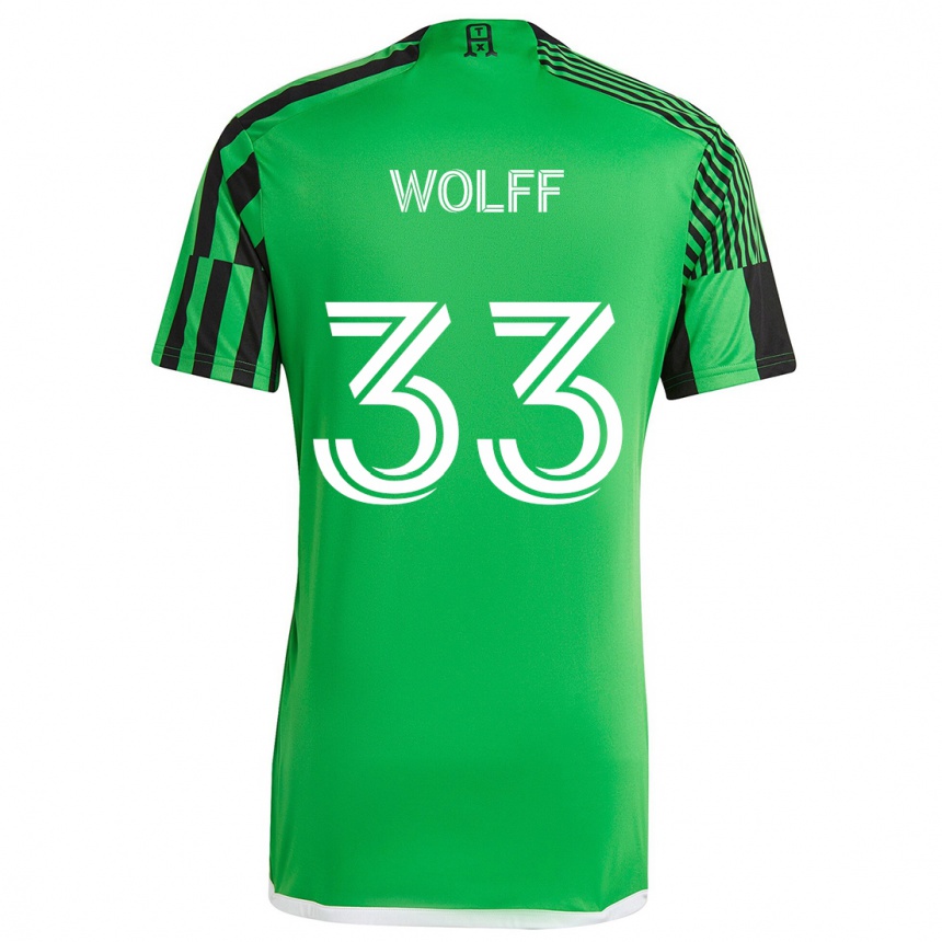 Kids Football Owen Wolff #33 Green Black Home Jersey 2024/25 T-Shirt Canada